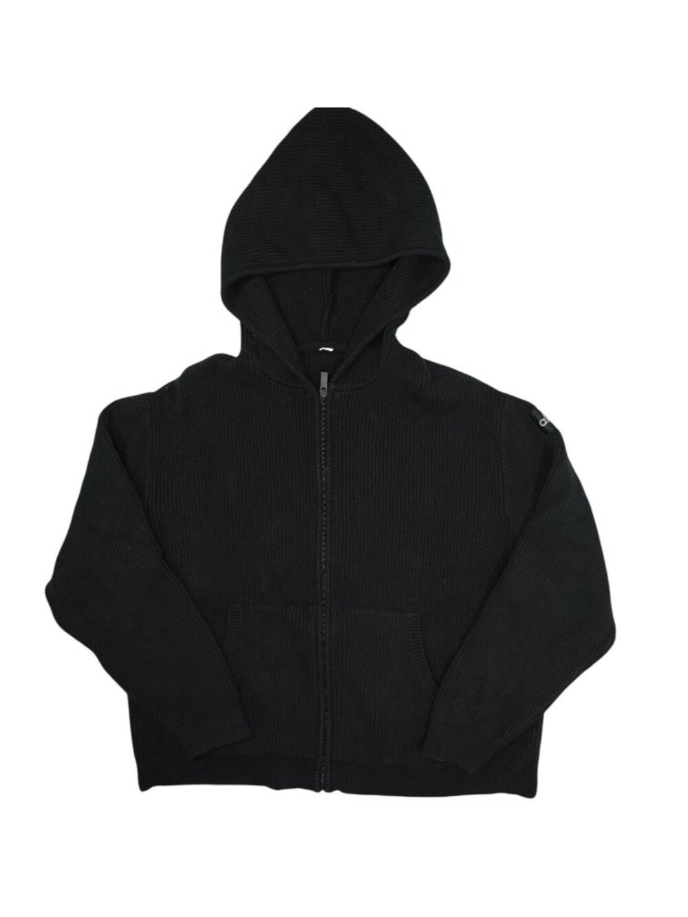 ALO Yoga Domain Rib Knit Full Zip Sweater in Black